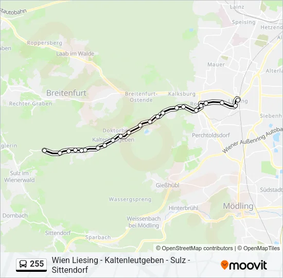 255 Bus Line Map