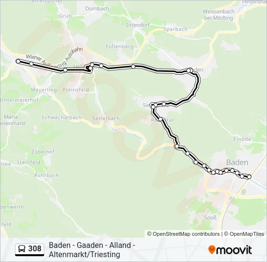 308 Bus Line Map