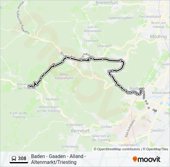 308 Bus Line Map