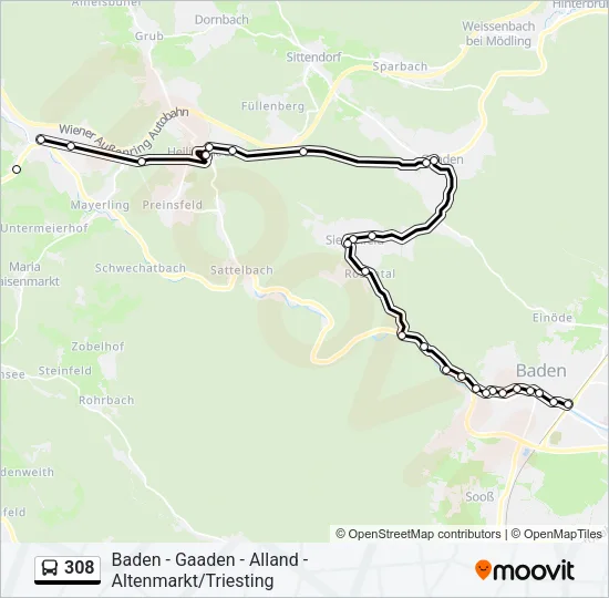 308 Bus Line Map