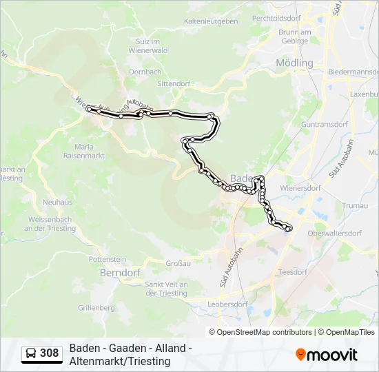 308 Bus Line Map