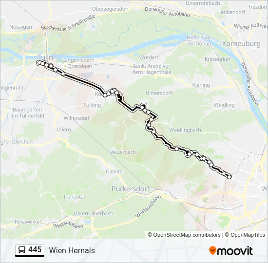 445 Bus Line Map