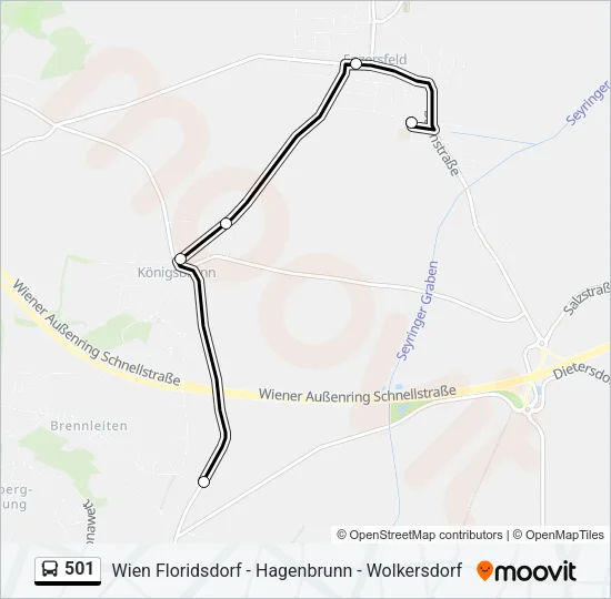 501 Bus Line Map
