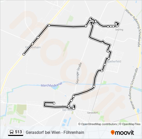 Buslinie 513 Karte