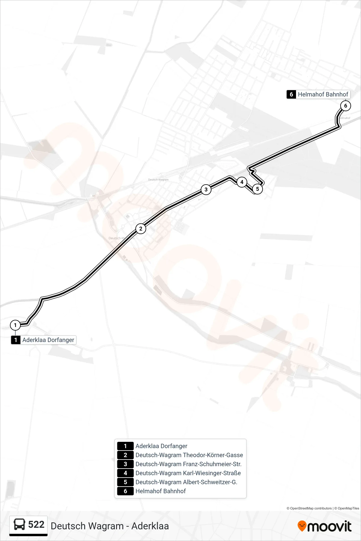 Linie 522 (Bus) Richtung Helmahof Bahnhof: Route und Haltestellen auf der Karte