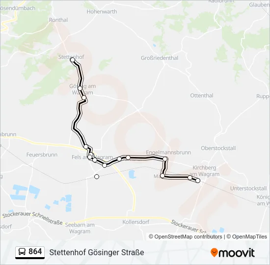 864 Bus Line Map