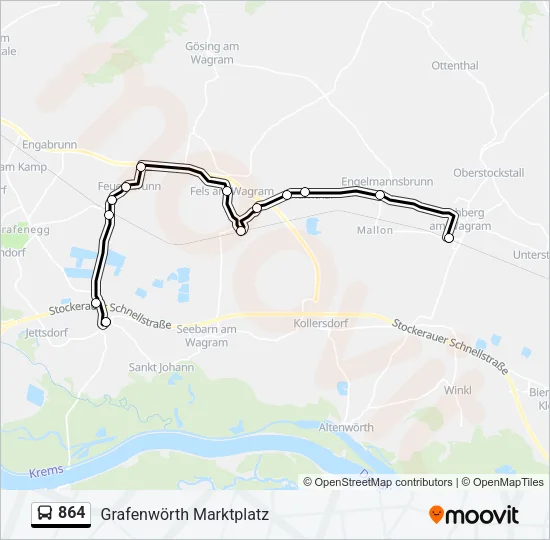864 Bus Line Map