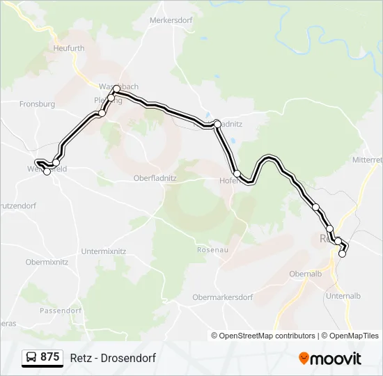 875 Bus Line Map