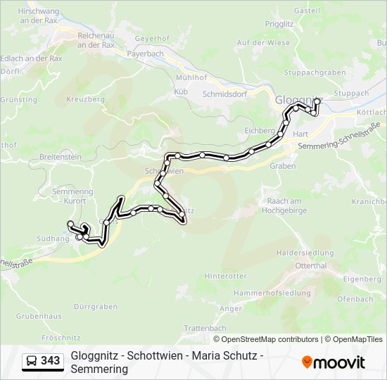 343 Route: Fahrpläne, Haltestellen & Karten - Semmering Hotel Panhans ...