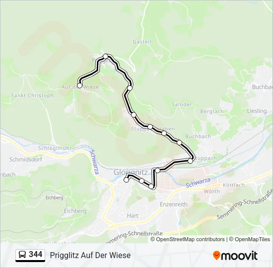 344 Bus Line Map
