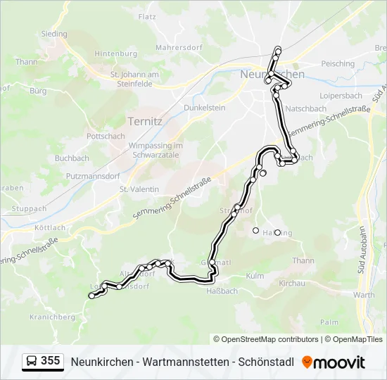 355 Bus Line Map