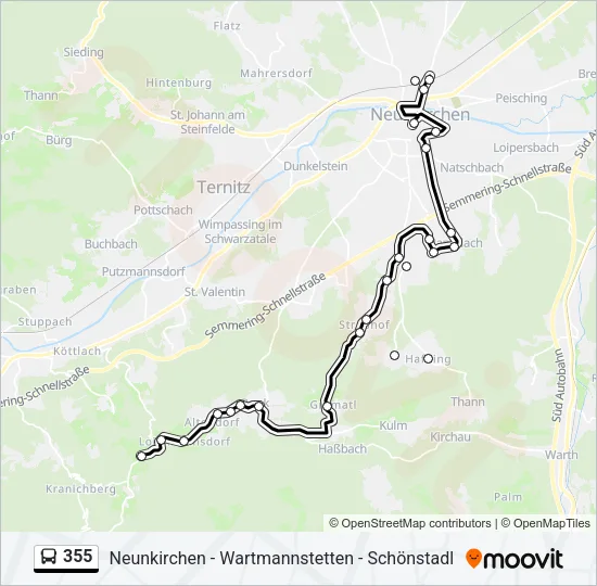 355 Bus Line Map