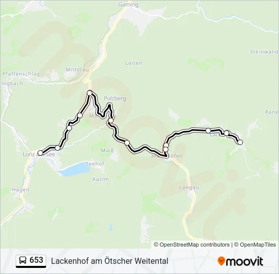 653 Bus Line Map