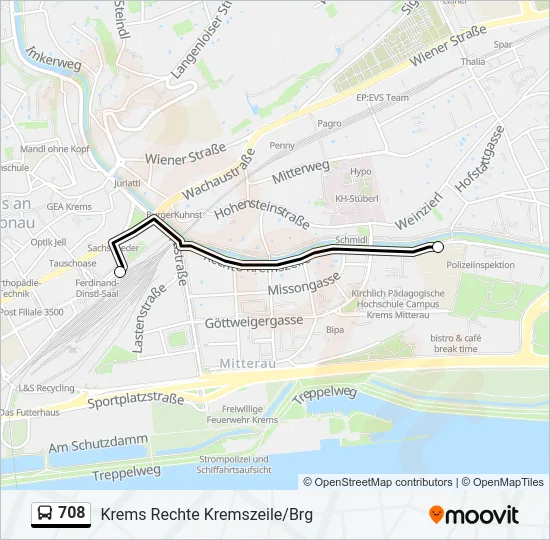 708 Bus Line Map
