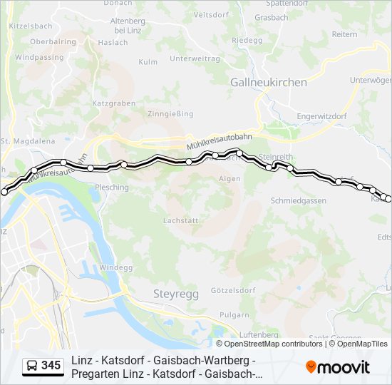 345 bus Line Map