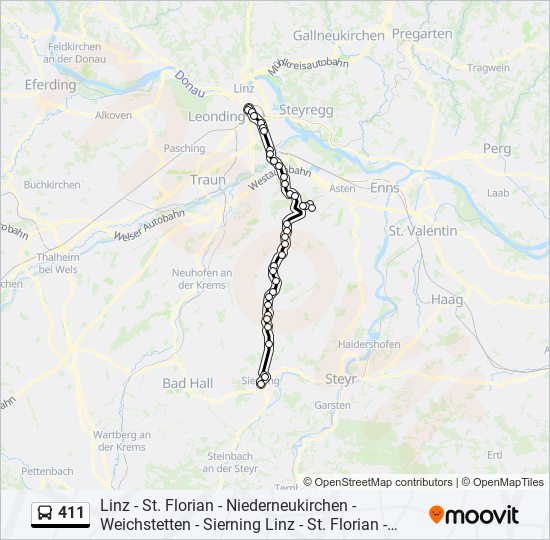 411 bus Line Map