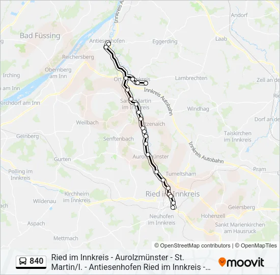 840 Bus Line Map