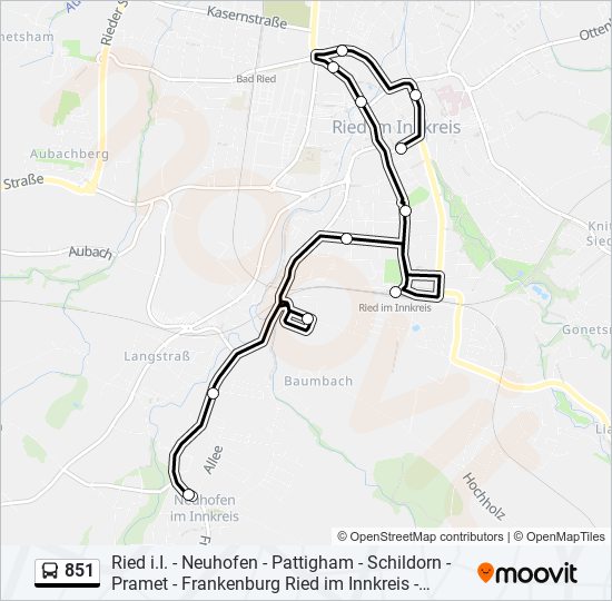 851 bus Line Map