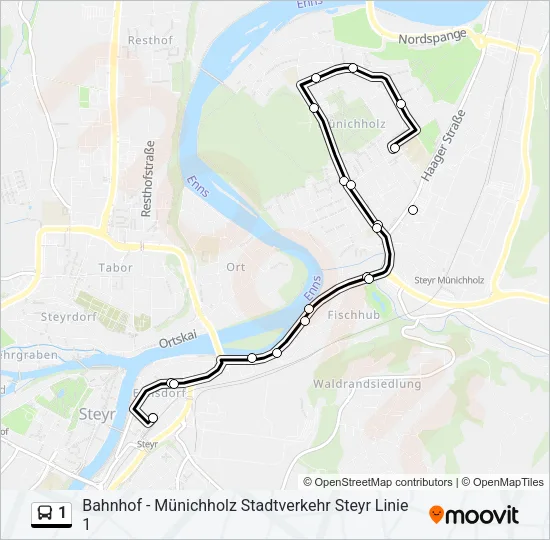 1 Bus Line Map