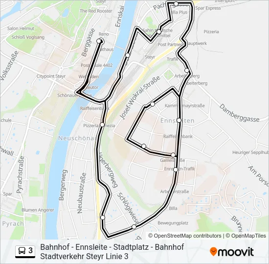 3 Bus Line Map