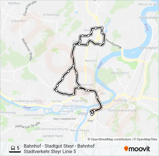 5 Bus Line Map