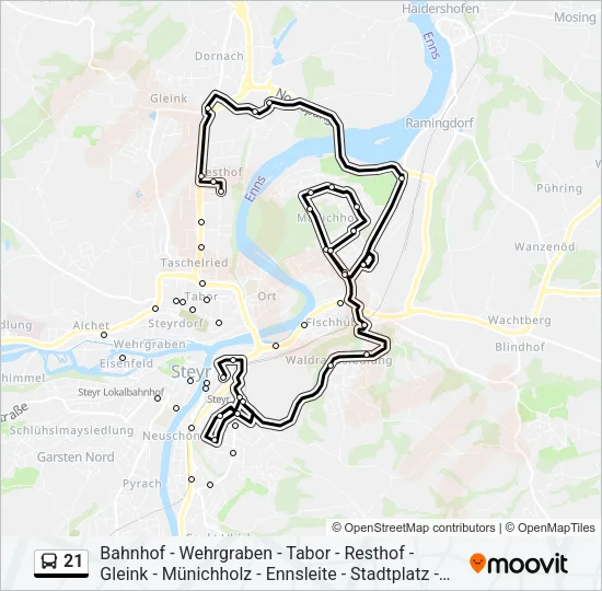 21 Bus Line Map