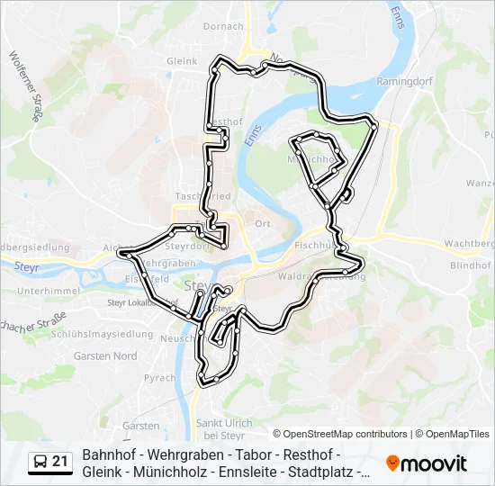 21 Bus Line Map