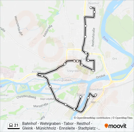 21 Bus Line Map