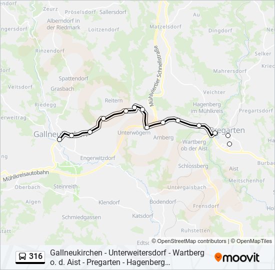 316 bus Line Map