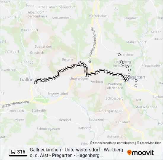 316 Bus Line Map
