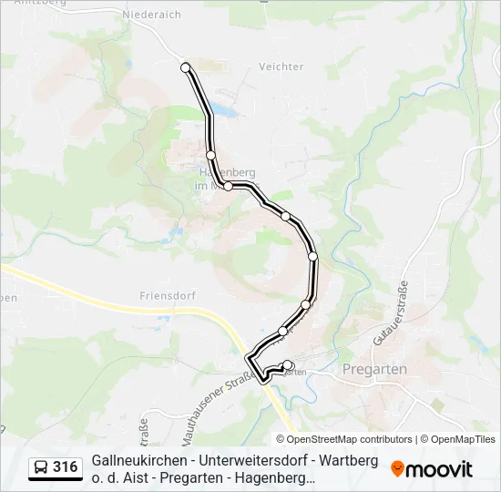 316 Bus Line Map