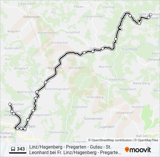 Buslinie 343 Karte