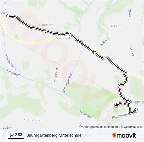 383 Bus Line Map