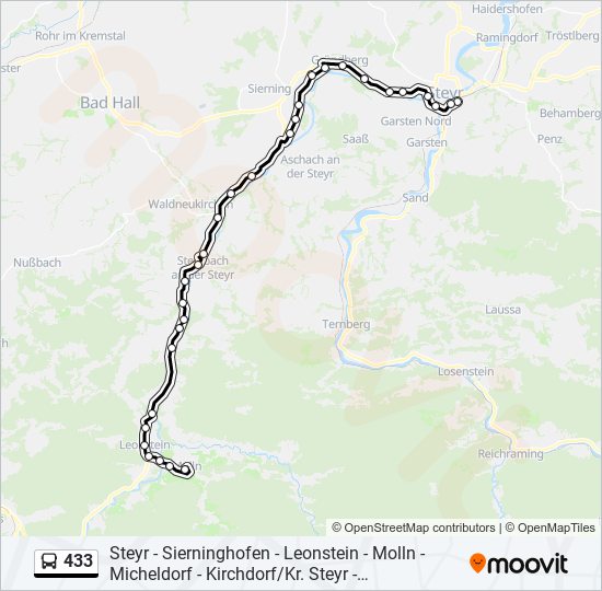 433 bus Line Map