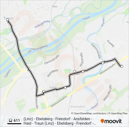 611 Bus Line Map
