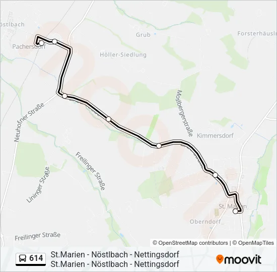 614 Bus Line Map