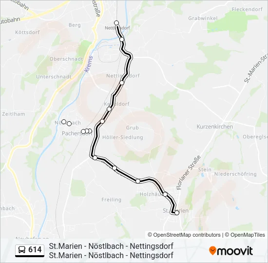 614 Bus Line Map