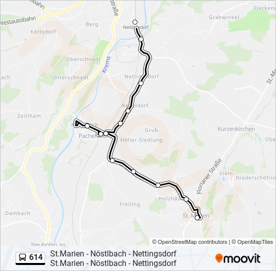 614 bus Line Map