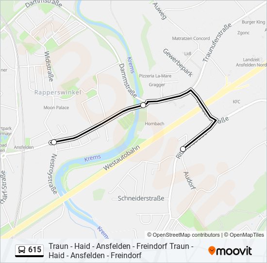 615 bus Line Map