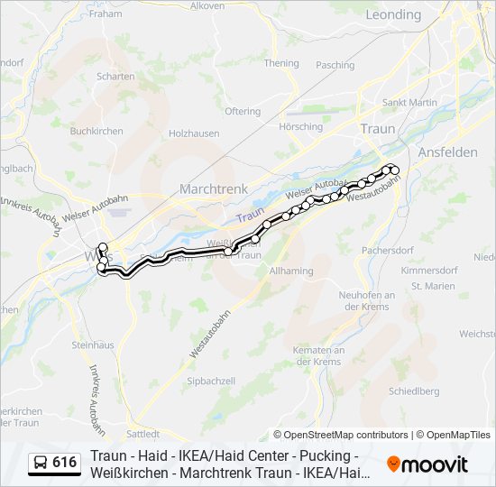 Buslinie 616 Karte
