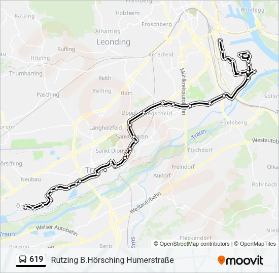 619 Bus Line Map