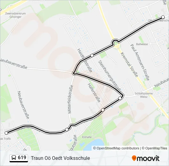 619 Bus Line Map