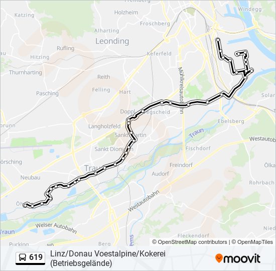 619 bus Line Map