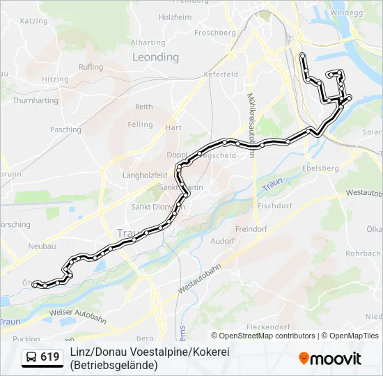 619 Bus Line Map
