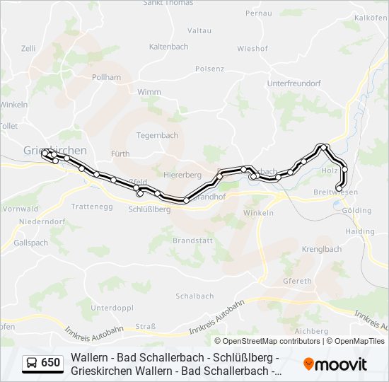 Buslinie 650 Karte