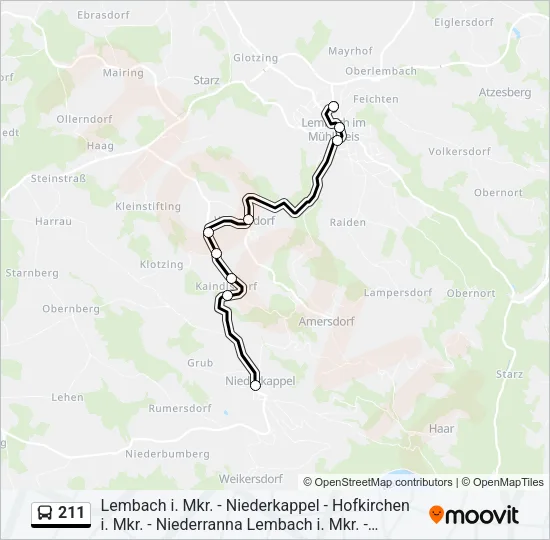 211 Bus Line Map