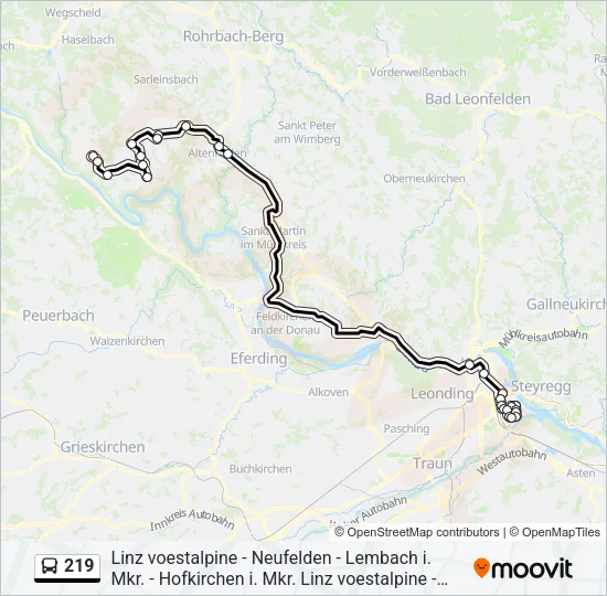 219 Bus Line Map