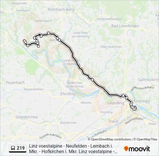 219 Bus Line Map