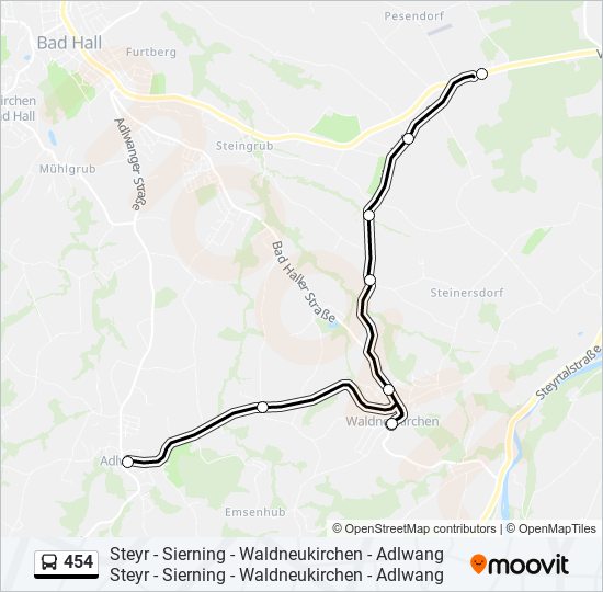 454 bus Line Map