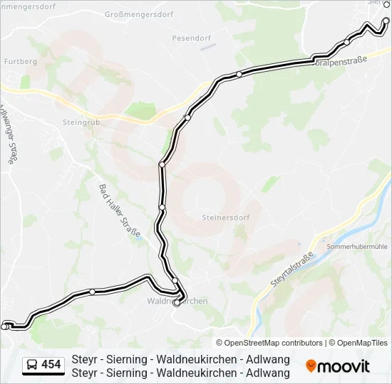 454 Bus Line Map